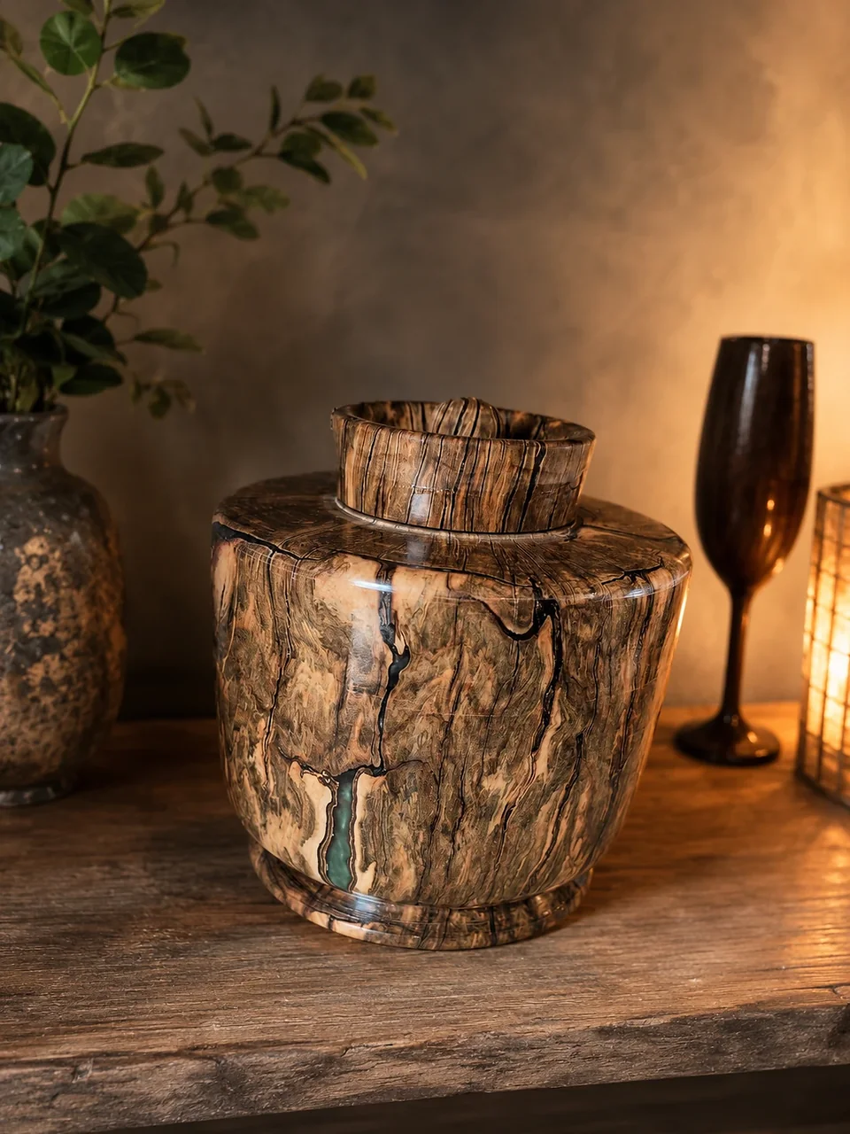 Spalted with green resin